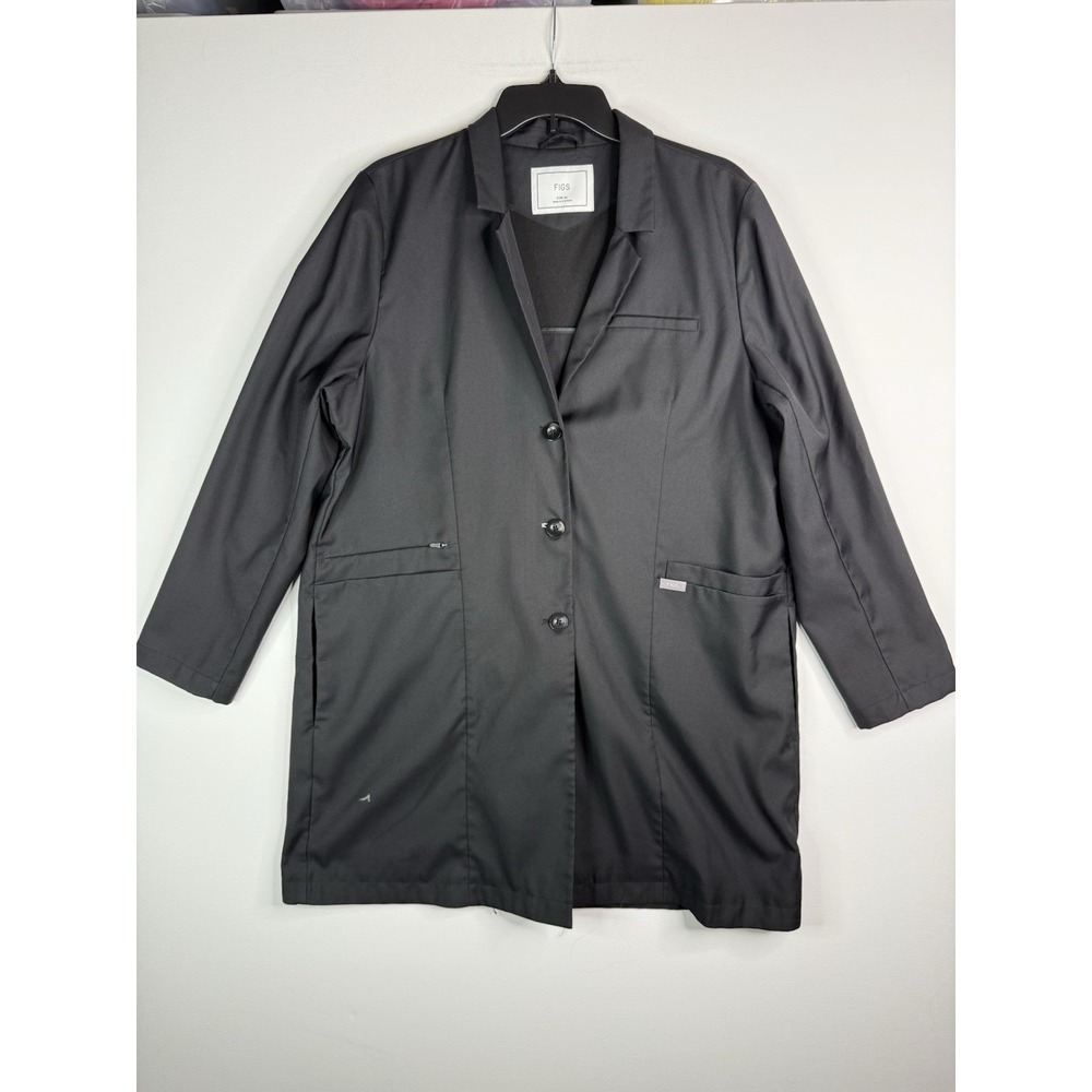 figs jacket women lab coat Pockets Button Up Black XL